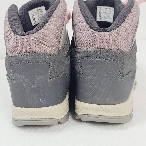 Columbia Girls Grey-Drak Grey-Pink Newton BY1016-008 Hiking Winter Boots Size 1