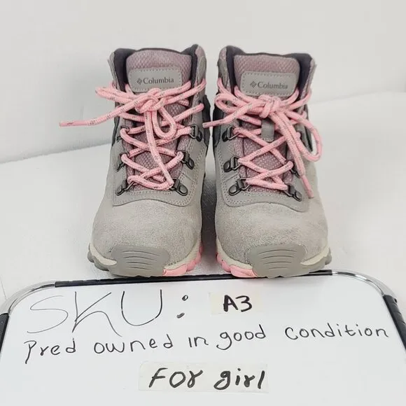 Columbia Girls Grey-Drak Grey-Pink Newton BY1016-008 Hiking Winter Boots Size 1