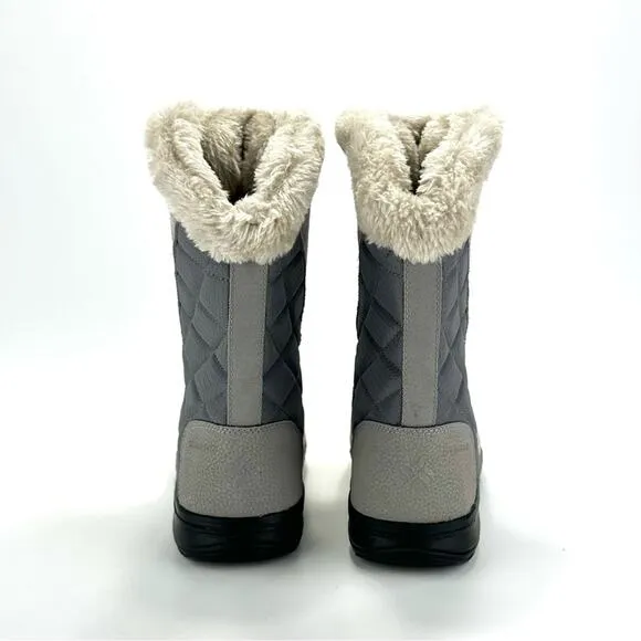 COLUMBIA ICE MAIDEN GRAY SUEDE &amp; FABRIC LACE-UP WATERPROOF INSULATED WINTER BOOT