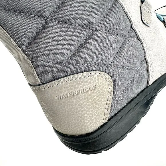 COLUMBIA ICE MAIDEN GRAY SUEDE &amp; FABRIC LACE-UP WATERPROOF INSULATED WINTER BOOT