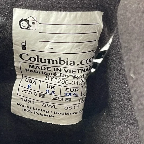COLUMBIA Mens Black Suede water resistant Winter Boots size 6