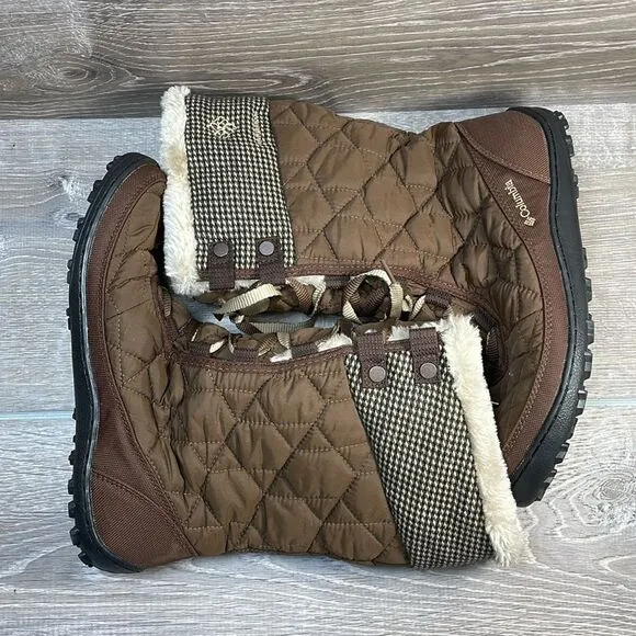 Columbia Minx Mid II Women's Sz 8 Brown Tweed Warm 200g Waterproof Winter Boots