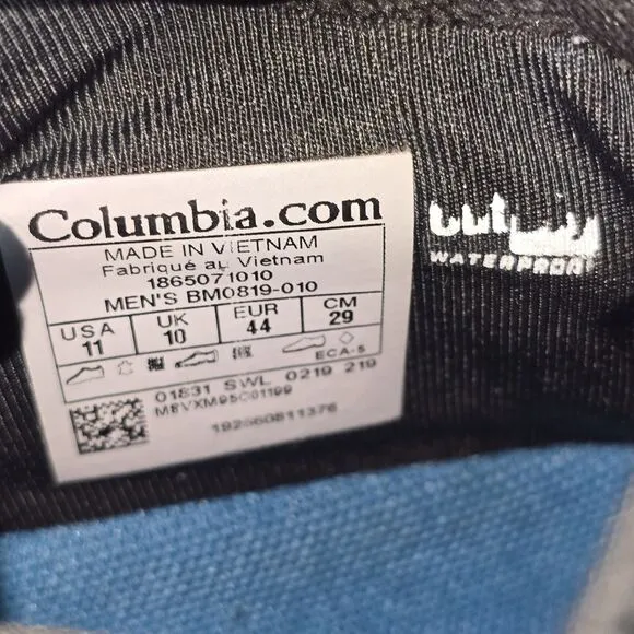 Columbia Sh/ft Outdry Mid Men's Size 11 Black Brown Waterproof Hiking Shoes