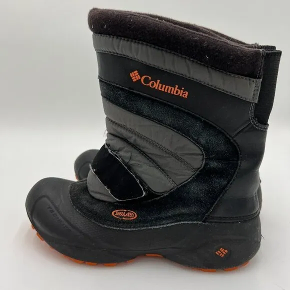 Columbia Techlite Boots Winter Snow Day Black Orange Leather Rubber size 6