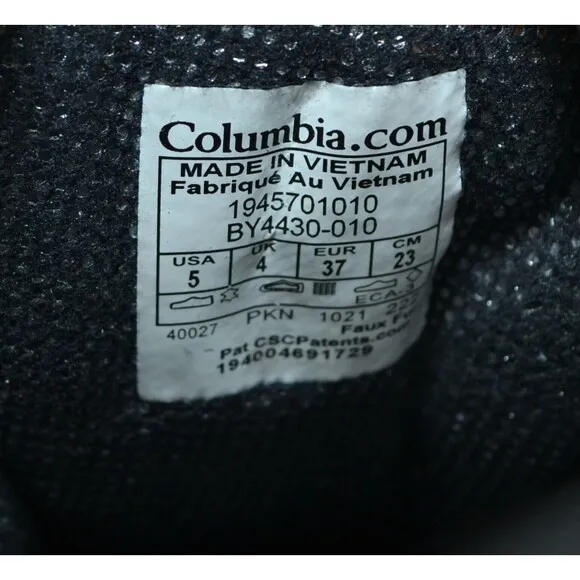 Columbia Waterproof Boots Youth 5 Bugaboot Celsius Black‎ Lace Up BY4430-010