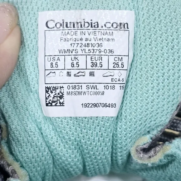 Columbia Womens Sz 8.5 Access Point II Hiking Shoes Waterproof YL5379-036 Gray
