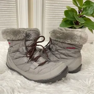 Columbia Omni Heat Insulated Waterproof Women's Snow Lace Up Boots Size 5 Gray