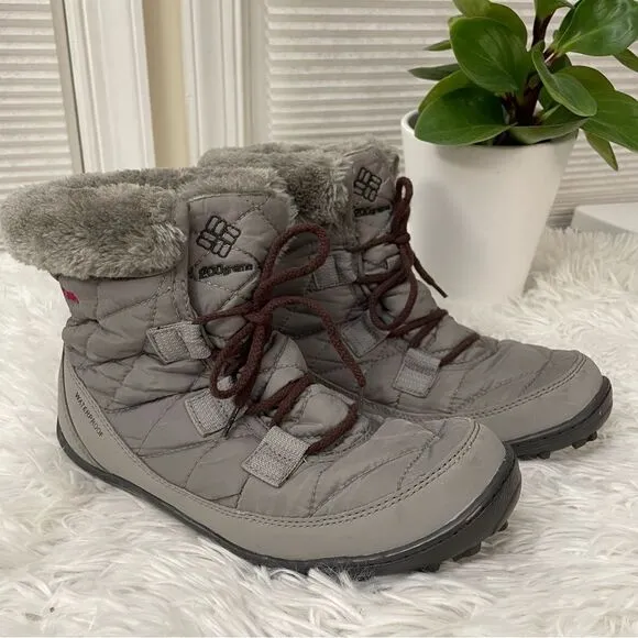 Columbia Omni Heat Insulated Waterproof Women's Snow Lace Up Boots Size 5 Gray