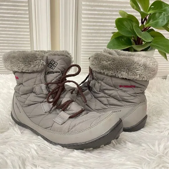 Columbia Omni Heat Insulated Waterproof Women's Snow Lace Up Boots Size 5 Gray