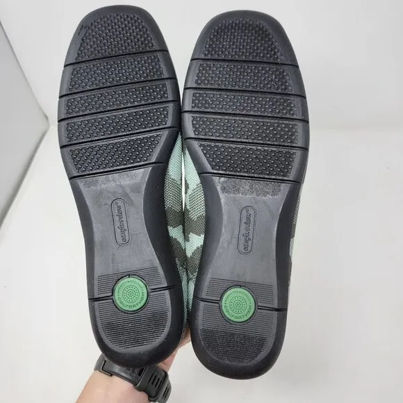 Comfortview Womens 8 Knit Camo Madie Flats Green Slip On Shoes Casual Walking Co