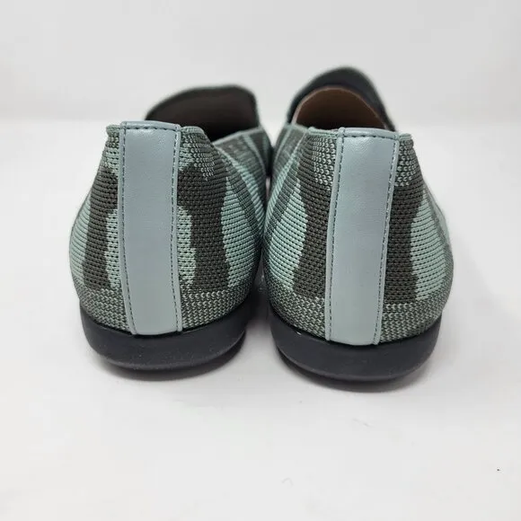 Comfortview Womens 8 Knit Camo Madie Flats Green Slip On Shoes Casual Walking Co