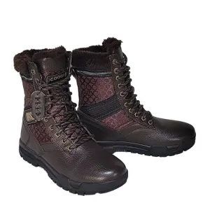 COOGI Men's Winter Boots, Brown Fleece-Lined Size 7.5