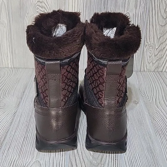 COOGI Men's Winter Boots, Brown Fleece-Lined Size 7.5