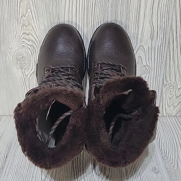 COOGI Men's Winter Boots, Brown Fleece-Lined Size 7.5