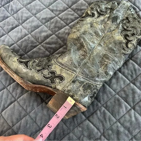 Corral Boots 6.5 Women Distressed Leather Charcoal Black Heeled Western Cowgirl
