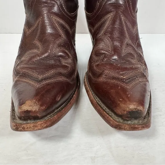 Corral Brown Leather Embroidered Snip Toe Western Cowgirl Boots Women Size 8.5M