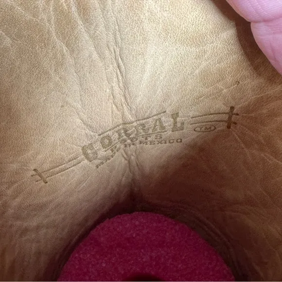 Corral Brown Leather Embroidered Snip Toe Western Cowgirl Boots Women Size 8.5M