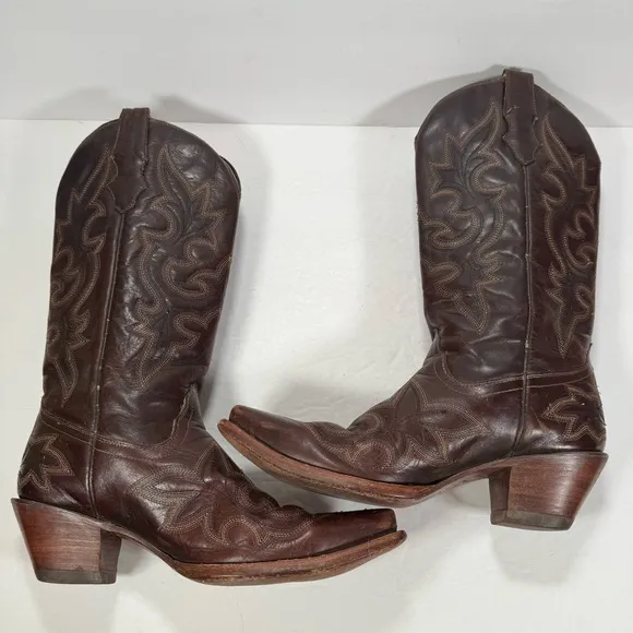 Corral Brown Leather Embroidered Snip Toe Western Cowgirl Boots Women Size 8.5M