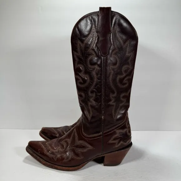 Corral Brown Leather Embroidered Snip Toe Western Cowgirl Boots Women Size 8.5M