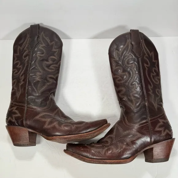 Corral Brown Leather Embroidered Snip Toe Western Cowgirl Boots Women Size 8.5M