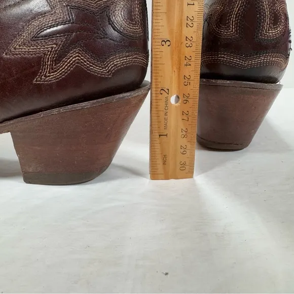 Corral Brown Leather Embroidered Snip Toe Western Cowgirl Boots Women Size 8.5M