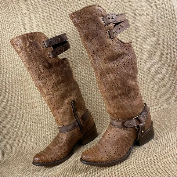 Corral Cowboy Boot Western Harness Brown Soft Leather Pointed Toe WomenSz 6.5M