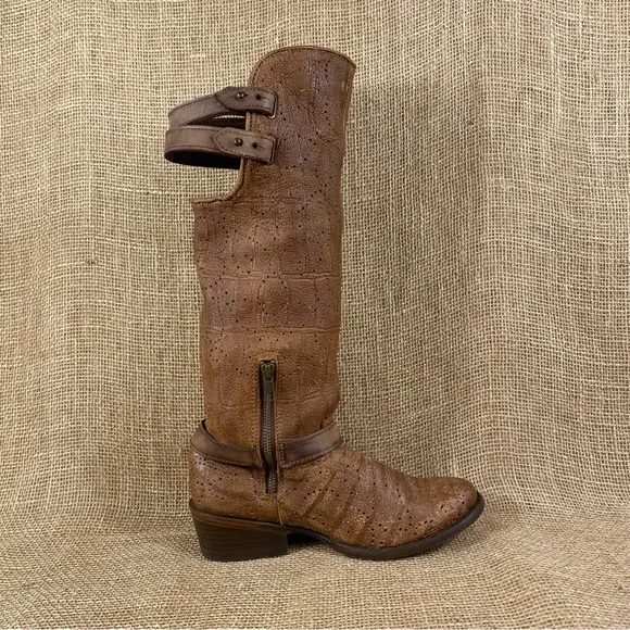 Corral Cowboy Boot Western Harness Brown Soft Leather Pointed Toe WomenSz 6.5M