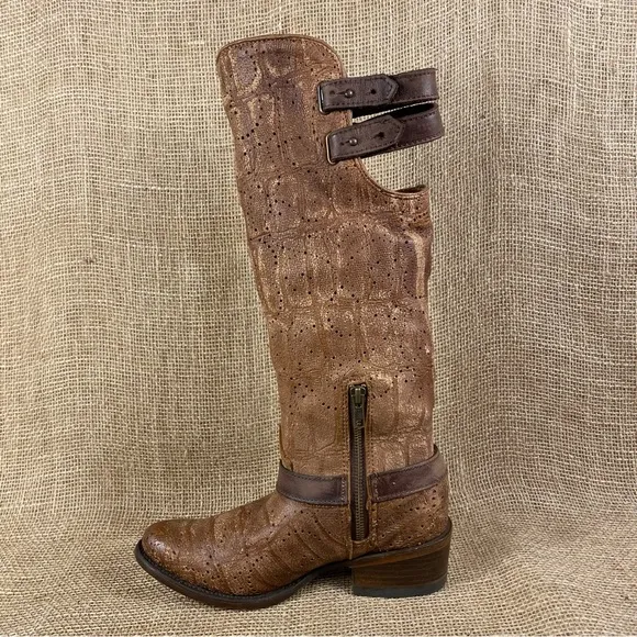 Corral Cowboy Boot Western Harness Brown Soft Leather Pointed Toe WomenSz 6.5M