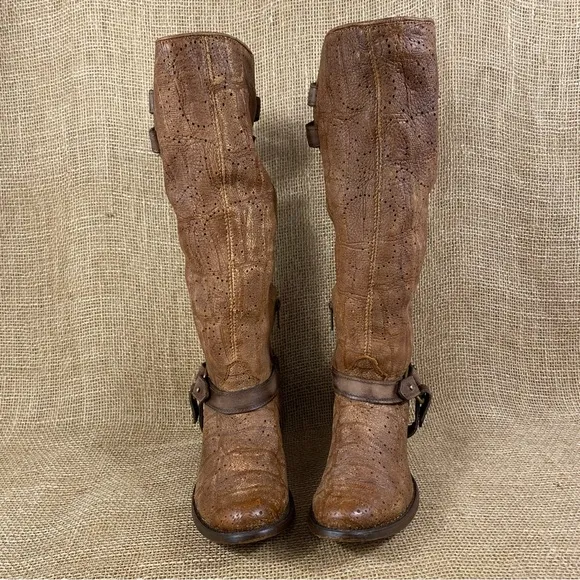 Corral Cowboy Boot Western Harness Brown Soft Leather Pointed Toe WomenSz 6.5M