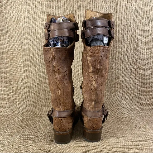 Corral Cowboy Boot Western Harness Brown Soft Leather Pointed Toe WomenSz 6.5M