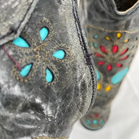 Corral Sugar Skull Cowboy Western Boot Dark Gray Distressed Leather R2475 Size 6