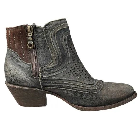 Corral Women’s Grey Leather Laser Cut Western Ankle Boot Size US 8