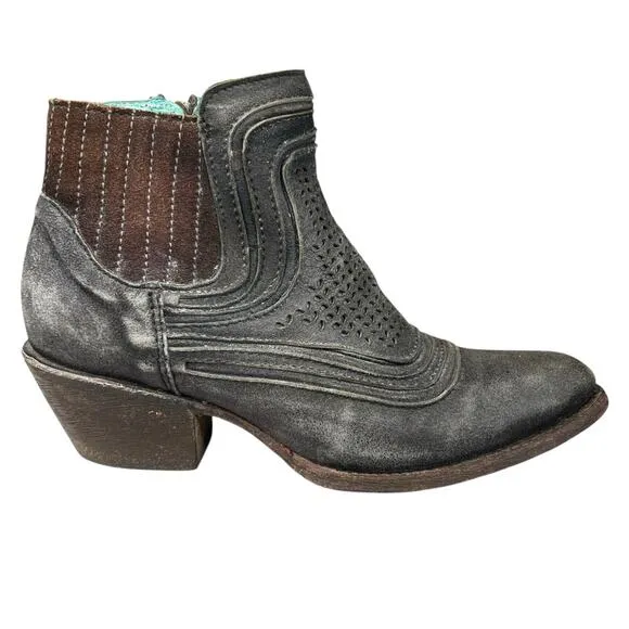Corral Women’s Grey Leather Laser Cut Western Ankle Boot Size US 8