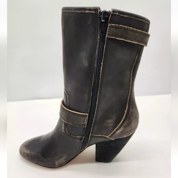 Corso Como Somers Black Distressed 6.5 M Leather Boots Moto Biker Women Heeled