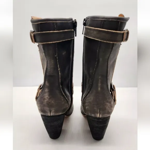 Corso Como Somers Black Distressed 6.5 M Leather Boots Moto Biker Women Heeled