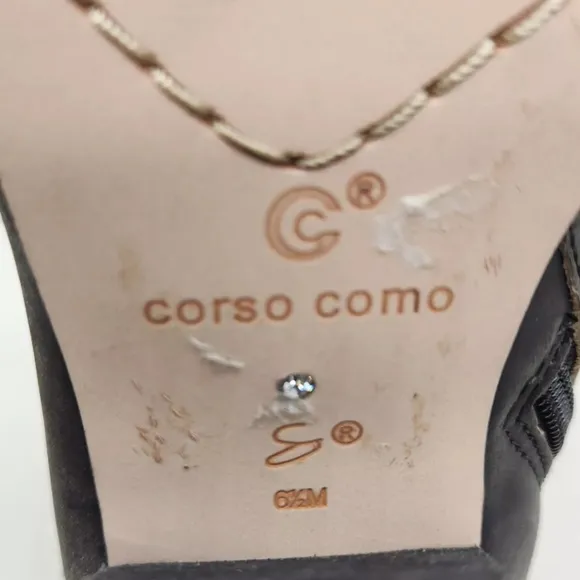 Corso Como Somers Black Distressed 6.5 M Leather Boots Moto Biker Women Heeled