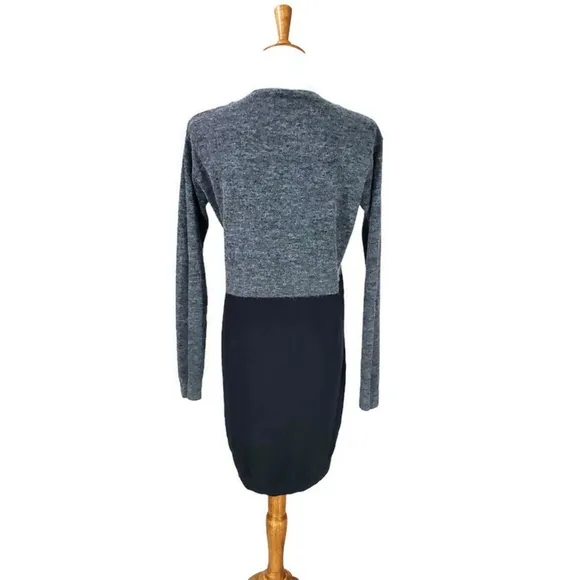 Cos Knit Dress Colorblock Gray/Black Alpaca Merino Wool Soft Fuzzy Work Wear S