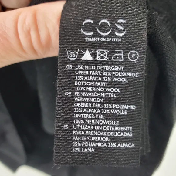 Cos Knit Dress Colorblock Gray/Black Alpaca Merino Wool Soft Fuzzy Work Wear S