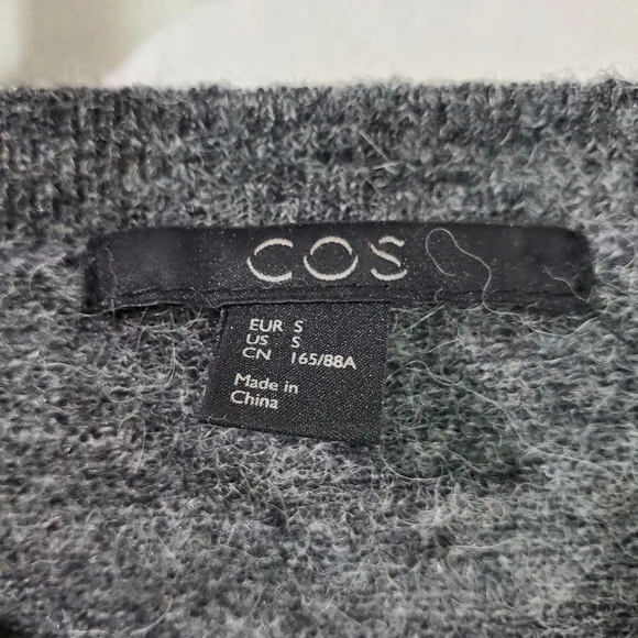 Cos Knit Dress Colorblock Gray/Black Alpaca Merino Wool Soft Fuzzy Work Wear S