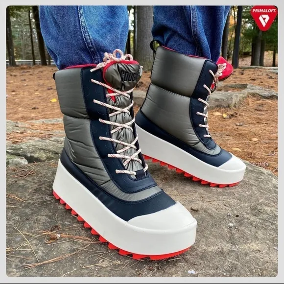 Cougar Black and Cream Winter Rain Boots with Durable Sole