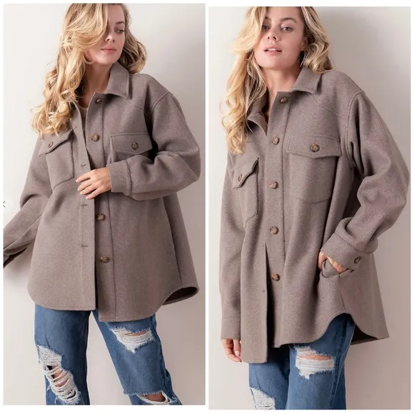 Cozy Chic Mocha Taupe Shacket