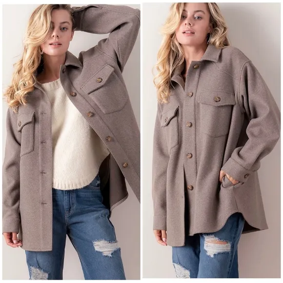 Cozy Chic Mocha Taupe Shacket