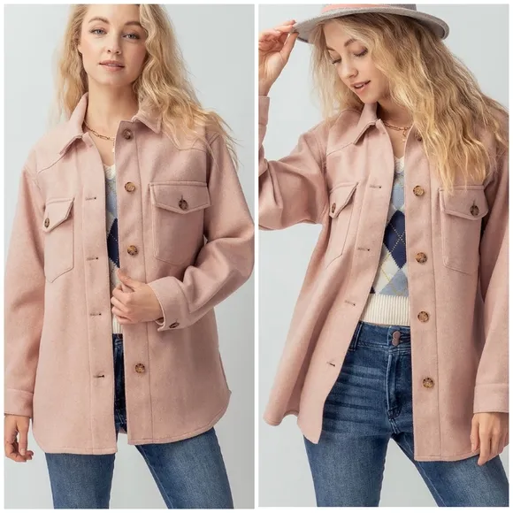 Cozy Chic Vintage Blush Shacket
