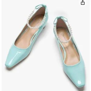 C.Paravano Ladies' Chunky Low Heel Pearl Ankle Strap
