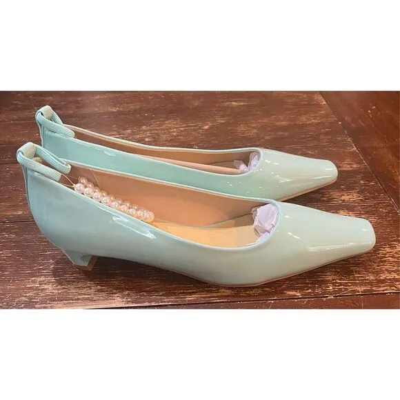 C.Paravano Ladies' Chunky Low Heel Pearl Ankle Strap