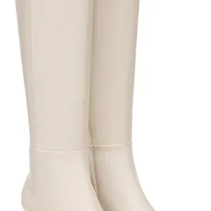 Cream Winter Knee-High Boots with Minimalist Design