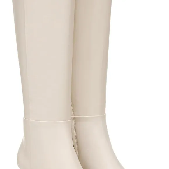 Cream Winter Knee-High Boots with Minimalist Design