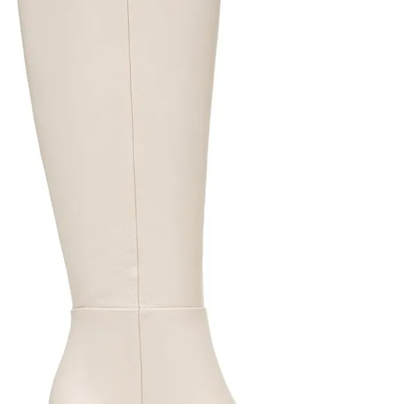 Cream Winter Knee-High Boots with Minimalist Design