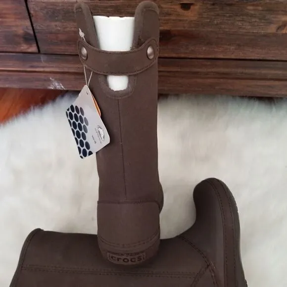 CROCS Berryessa Girls Suede Fur Lined Boots Brown Size 2