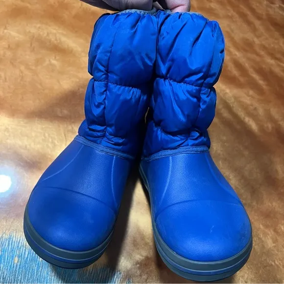 Crocs Winter Puffer Boots Blue insulated size 12
